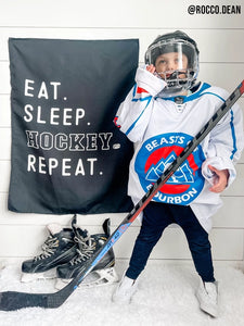Eat Sleep Hockey Banner | Fabric Wall Sign
